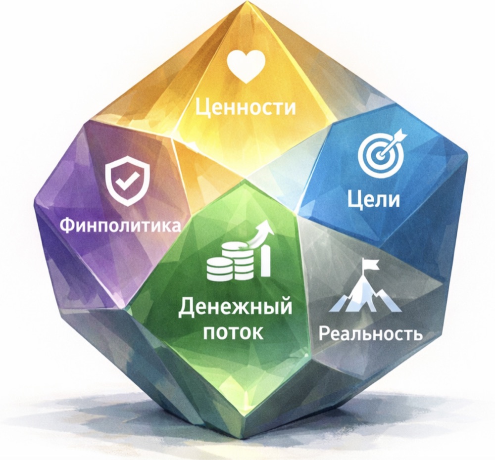 Пять механик управления отношениями с деньгами: ценности, цели, денежный поток, финполитика, реальность